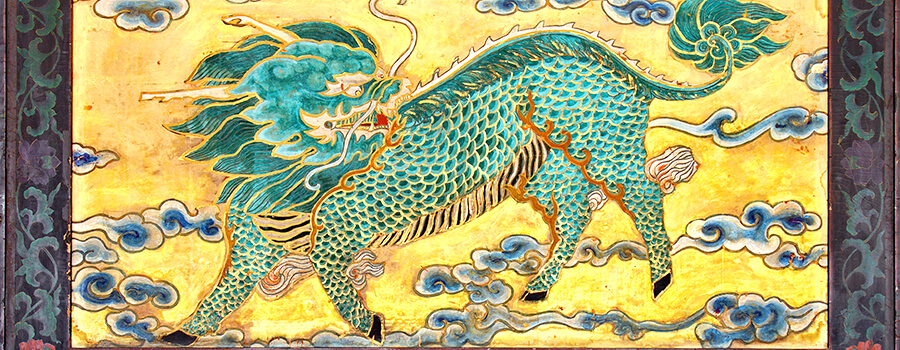 painting of a dragon use in the tibetan new year